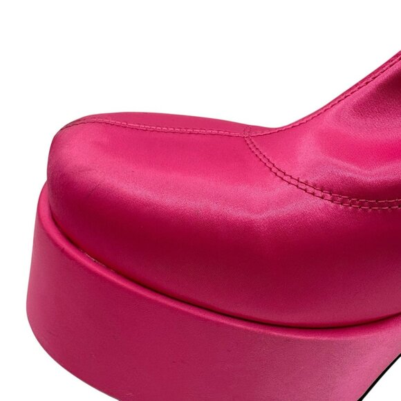 Steve Madden Pink Platform Boots Sz 9 M Sock Pull On Barbie Chunky Heel - Picture 10 of 16